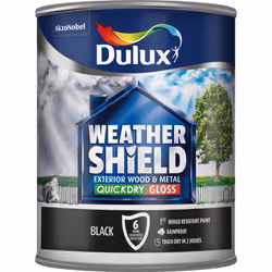 Dulux Weathershield Quick Dry Exterior Gloss , Paint, Ready mixed, Door, Door frame, Garage door, Metal, Window frame, Wood, ...