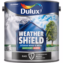 Dulux Weathershield Quick Dry Exterior Gloss , Paint, Ready mixed, Door, Door frame, Garage door, Metal, Window frame, Wood, ...