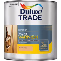 Dulux Trade Yacht Varnish , Ready mixed, Wood, Soft gloss finish, 16 m²/L, Clear, Solvent-based