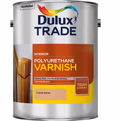 Dulux Trade Polyurethane Varnish , Ready mixed, Door, Door frame, Floor, Furniture, Skirting board, Trim, Wood, Satin, 16 m²/ ...
