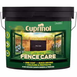 Cuprinol Less Mess Fence Care , Paint, Fence, 9 L, Rich Oak, 5 m²/L, Water-based