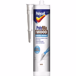 Polycell Polyfilla for Wood General Repairs Cartridge , White, 0.48 kg, 2 h, 2 h, Can be painted, stained or varnished in 2 h ...