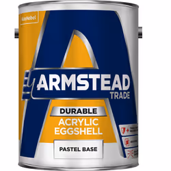 Armstead Trade Durable Acrylic Eggshell , Paint, Base, Masonry, Wall, Wood, Eggshell, 5 L, Pastel Base