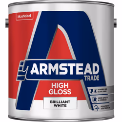 Armstead Trade High Gloss , Paint, Ready mixed, Ferrous metal, Masonry, Metal, Non-ferrous metal, Wood, White, Gloss, 2.5 L