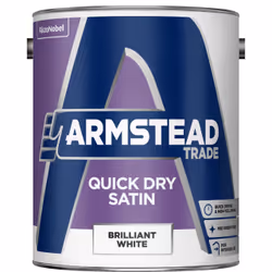 Armstead Trade Quick Dry Satin , Paint, Ready mixed, Ferrous metal, Metal, Non-ferrous metal, Wood, White, Satin, 5 L
