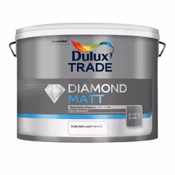 Dulux Trade Diamond Matt , Paint, Ready mixed, Ceiling, Drywall, Wall, White, Matt, 10 L