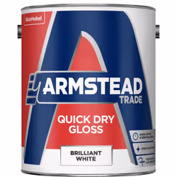 Armstead Trade Quick Dry Gloss , Paint, Ready mixed, Ferrous metal, Metal, Non-ferrous metal, Wood, White, Gloss, 5 L