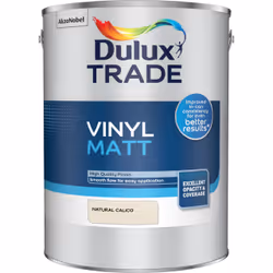 Dulux Trade Vinyl Matt , Paint, Ready mixed, Ceiling, Drywall, Wall, Matt, 5 L, Natural Calico