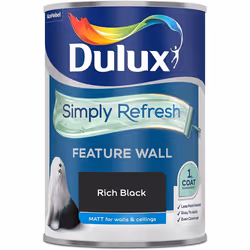 Dulux Simply Refresh Feature Wall Matt Emulsion Paint - Rich Black - 1.25L 5569122
