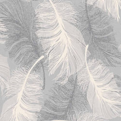 Feather Wallpaper Glitter Effect Textured Dappled Grey White Silver Luxury