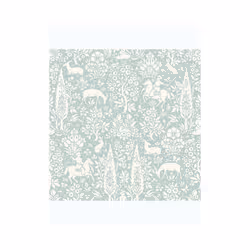 Crown Archives Woodland Wallpaper - Duck Egg Blue