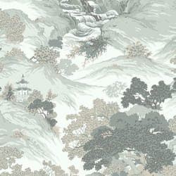 Crown Archives Oriental Landscape Wallpaper - Green