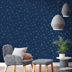 Starlight Stars Navy Blue Wallpaper Silver Gold Metallic Shimmer Childrens from M1490