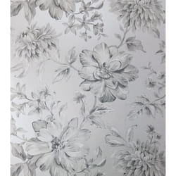 Silver Floral Wallpaper White Grey Flowers Pearlescent Metallic Crown Lucia