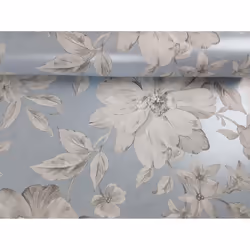 Blue Floral Wallpaper White Grey Flowers Pearlescent Metallic Crown Lucia
