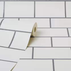 Metro Tile Wallpaper Crown Silver White Metallic Textured Vinyl Glitter