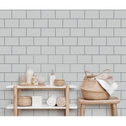 Metro Tile Wallpaper Crown Grey Silver Metallic Textured Vinyl Glitter