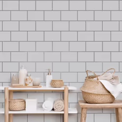 Metro Tile Wallpaper Crown Grey Silver Metallic Textured Vinyl Glitter