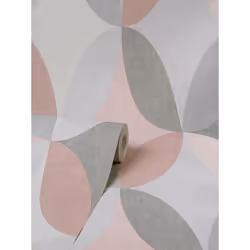 Kirby Oval Pink Wallpaper Crown Textured Vinyl Geometric White Grey Modern