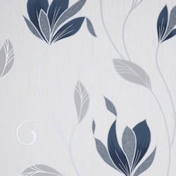 Fine Decor Synergy Floral Navy Blue Silver White Paste The Paper Wallpaper