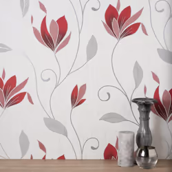 Crown Synergy Floral Red Wallpaper M1718