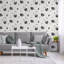 Crown Synergy Floral Black Wallpaper M1719