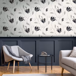 Crown Synergy Floral Black Wallpaper M1719 - Additional view 4