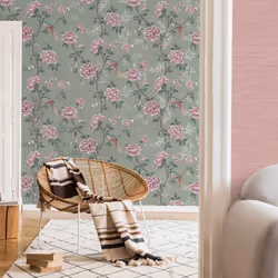 Crown Akina Floral Sage Wallpaper M1724