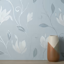 Crown Synergy Floral Blue Grey Wallpaper M1740