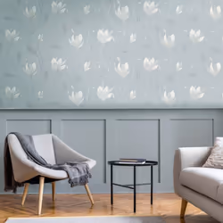 Crown Synergy Floral Blue Grey Wallpaper M1740
