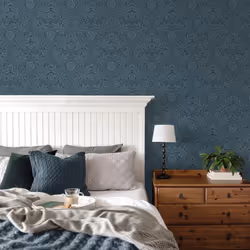 Crown Archive Collection Camille Damask Navy Wallpaper M1745