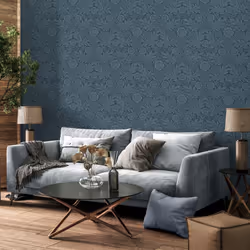 Crown Archive Collection Camille Damask Navy Wallpaper M1745