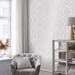 Crown Estelle Damask Grey Wallpaper M1756