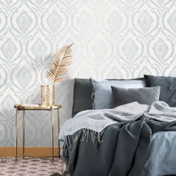 Crown Estelle Damask Miineral Blue Wallpaper M1757
