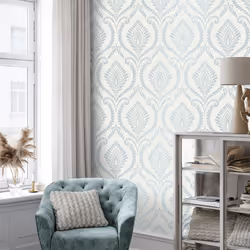 Crown Estelle Damask Miineral Blue Wallpaper M1757