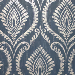 Crown Estelle Damask Navy Wallpaper M1758