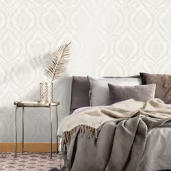 Crown Estelle Damask Soft White Wallpaper M1759