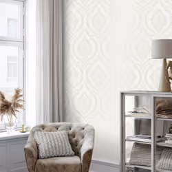 Crown Estelle Damask Soft White Wallpaper M1759