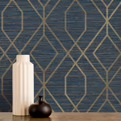 Crown Fusion Trellis Navy Wallpaper M1774