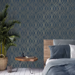 Crown Fusion Trellis Navy Wallpaper M1774
