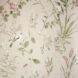 Mariko Bird Floral Wallpaper Crown - Natural/ Pink
