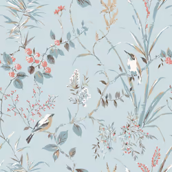 Mariko Bird Floral Wallpaper Crown - Blue