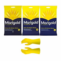 6 PAIRS MARIGOLD KITCHEN GLOVES ORIGINAL S / M / L EXTRA LIFE CLEANING & WASHING - SMALL
