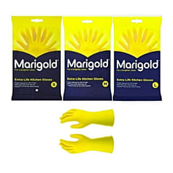 6 PAIRS MARIGOLD KITCHEN GLOVES ORIGINAL S / M / L EXTRA LIFE CLEANING & WASHING - SMALL