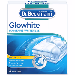 Dr Beckmann Glowhite Laundry Fabric Whitener, Prevents Greying - 3 x 40g Sachets