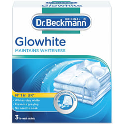Dr Beckmann Glowhite Laundry Fabric Whitener, Prevents Greying - 3 x 40g Sachets