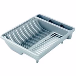 Addis Grey Metallic Draining Rack. Suitable for use on a standard size draining board. Holds up to 18 flat edge plates. integ ...