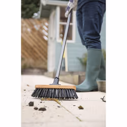Addis 513881 Essentials Wooden Outdoor Complete Broom with Metal Handle, Natural/ Black, 27.5 cm