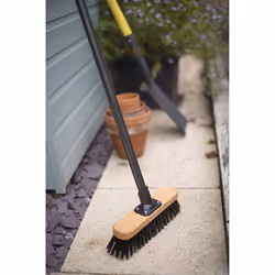 Addis 513881 Essentials Wooden Outdoor Complete Broom with Metal Handle, Natural/ Black, 27.5 cm