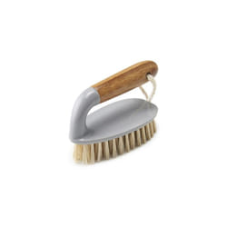 Addis Floor and Tile Scrub Brush Iron Style Bamboo Handle, Grey & Natural, Wood, 13 x 5 x 6.5 cm